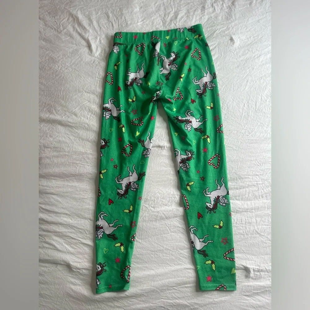 Unicorn candy cane Christmas leggings size 8